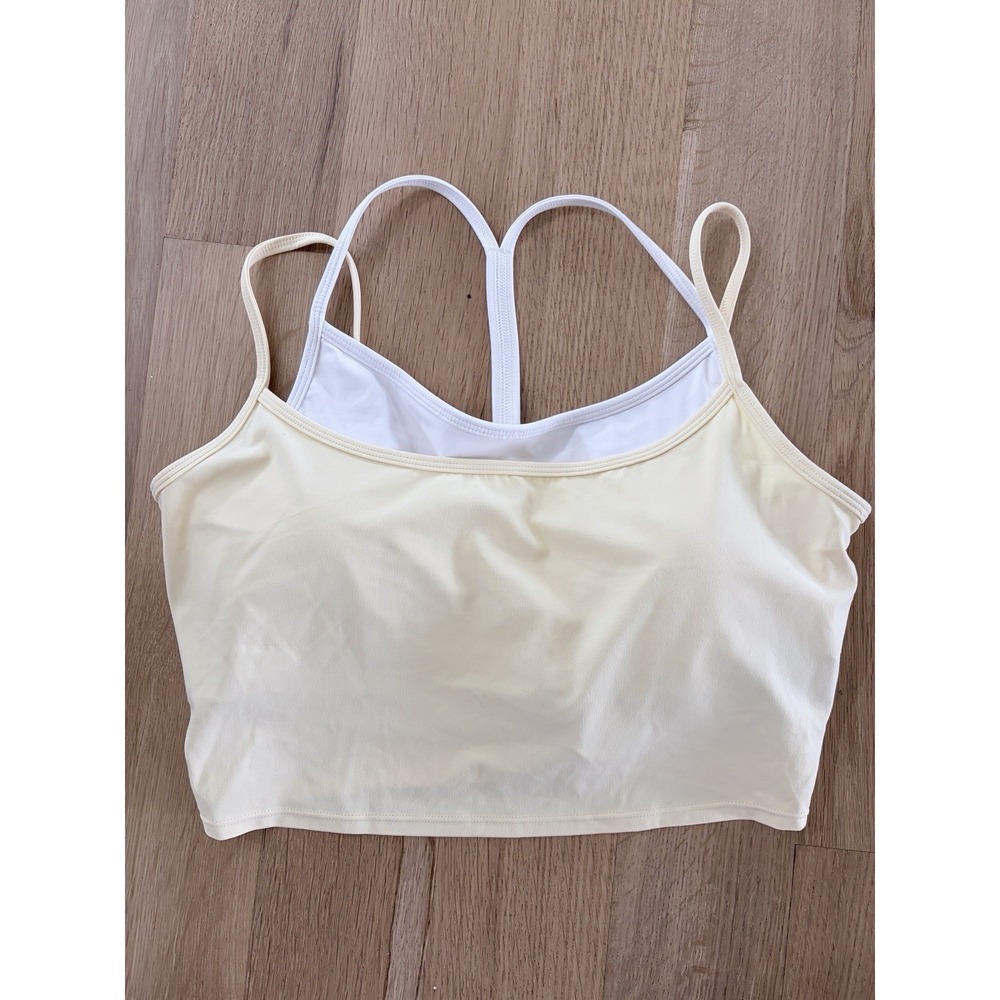 Comfrt Core Double Layer Crop Tank Top Built-in Bra Sz XL Buttercream Yellow